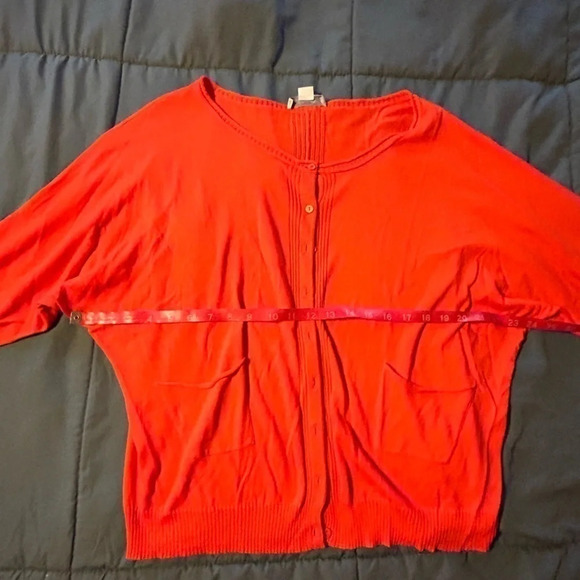 Christopher Fischer 3/4 Sleeve Dolman Cotton Cardigan Orange - Picture 5 of 8